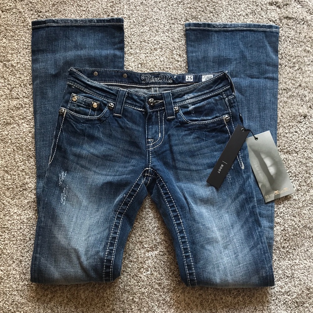 Miss Me Boot Cut Bling Cross Jeans 25/34